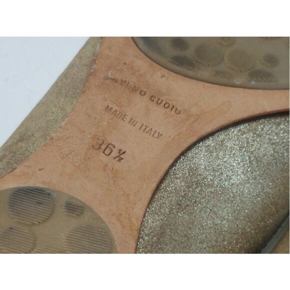 JIMMY CHOO 6.5 Metallic Gold Coarse Suede Loafers Shoes - Picture 7 of 8